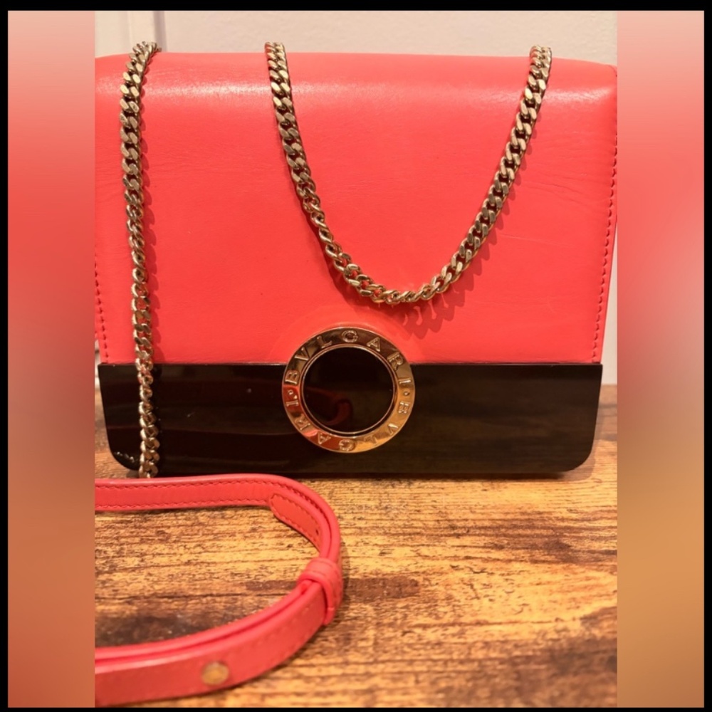 Bvlgari two tone calf leather bag